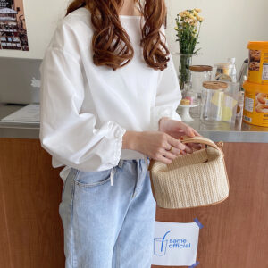 Summer New Ins Style Straw Woven Small Bag For Women Casual Handheld Shoulder Crossbody Messenger Handbag