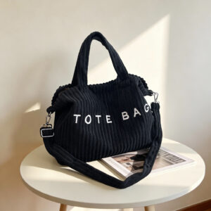 Large-capacity Corduroy Tote Women, Casual Style With Letter Print, Versatile For Daily Use, Can Be Used As A Shoulder