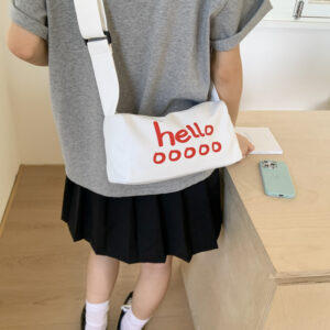 Large-capacity Tote For Women, Korean-style Casual Crossbody Bag, Red Simple Letter Print Student Canvas Bag