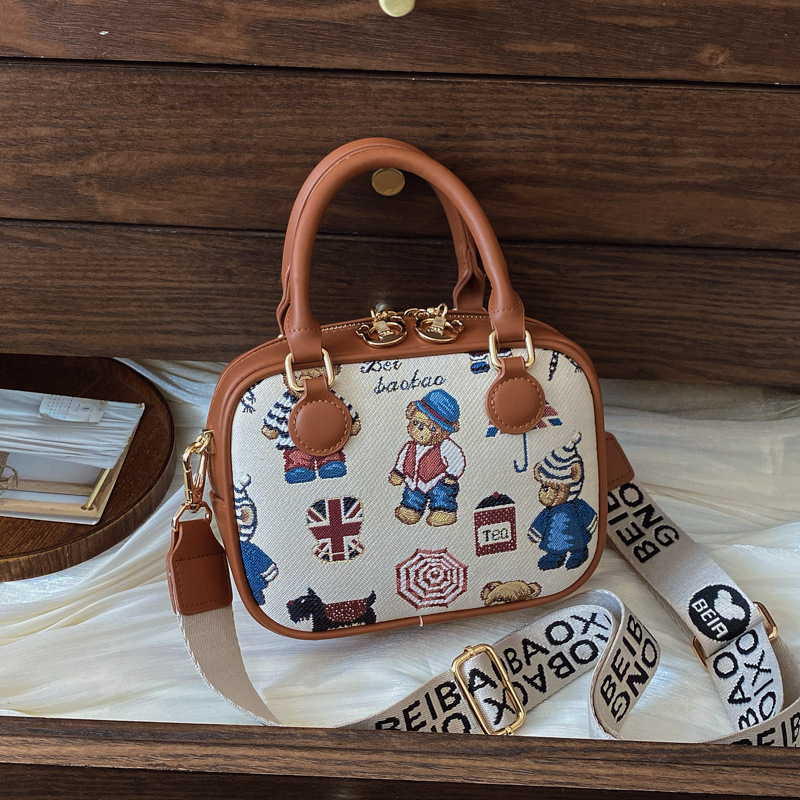 North Bags Authentic Bear Embroidered Crossbody Women's Trendy Shoulder Bag High Quality - Image 2