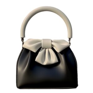 Texture Commuting Bag, Women’s Stylish Pleated Handbag, Contrasting Color Bow Bucket Bag