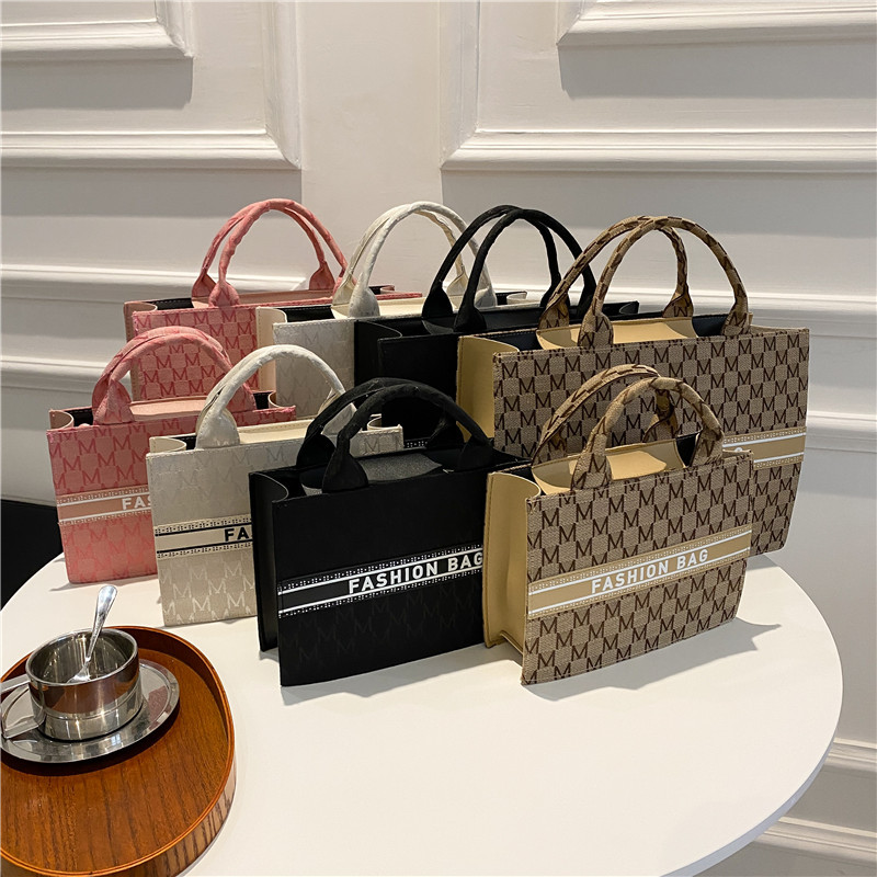 Women's Minimalist Handbag Autumn Canvas Letter Stylish Retro Fashion Casual Personalized Bag - Image 4
