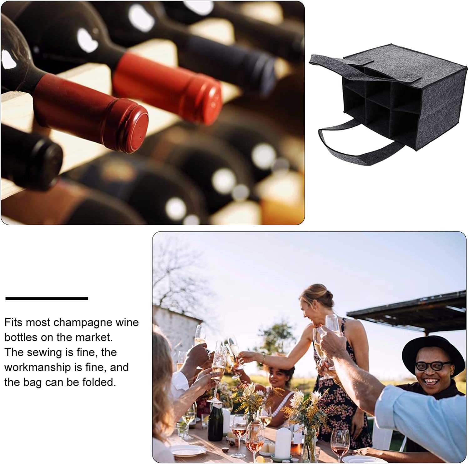 Factory Direct: Non-woven Fabric Carrier Felt Storage Bag, Six-bottle Wine Tote Bag - Image 10