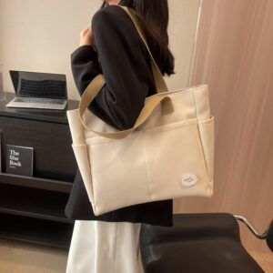 Canvas Women, Large Capacity Student Shoulder Bag, Portable Handbag, Composite Fabric Commuter Tote Bag For Women