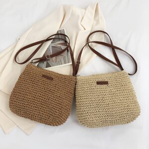 Boho Straw Woven Shoulder Ladies Summer Casual Crossbody Hobo Bag Beach Daily Purse