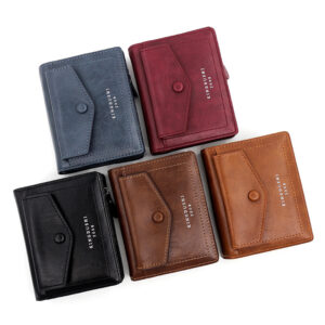Korean Style Casual Men’s Short Vertical Multi-Card Slot Business Zipper Key Wallet Mini Coin Purse