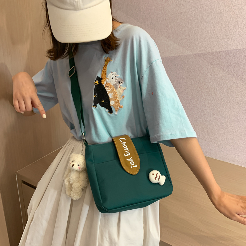 Summer New Canvas For Women Korean Style Cute Girl Shoulder Ins Crossbody Small Square Bag - Image 3