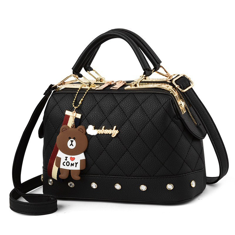 2026 Fashion New Women's Diamond Pattern Style Small Boston Shoulder Bag - Image 5