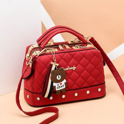2026 Fashion New Women's Diamond Pattern Style Small Boston Shoulder Bag - Image 12