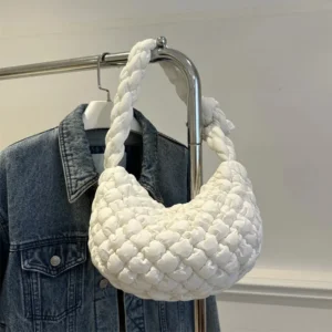 Fashion Winter Soft Pleated Plaid Shoulder Women Casual Handbags Versatile Crossbody Bags For Daily Used 250324