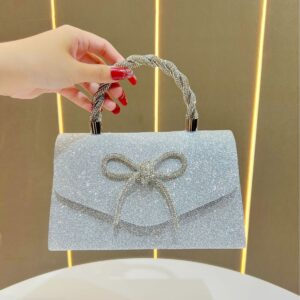 High-End Sense Banquet Dress Versatile Clutch Fashion Diamond-Studded Bow Evening Sequin European And American Chain Bag
