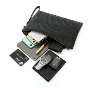 Luxury Designer Classic New Men’s Woven Clutch Large Capacity Tiger Diamond Soft Leather Envelope Bag