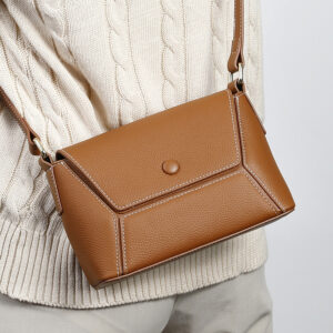 Premium Top Grain Cowhide Small Square Purse With Spacious Capacity, Versatile Everyday Bag In Black & Brown​