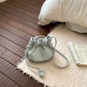 Yellow Drawstring Bucket For Everyday Use, 2026 New Fashion Versatile Popular Soft Leather Shoulder Bag, Crossbody Bag