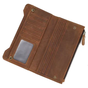 Crazy Horse Leather Long Multi-Card Slots 80% Off Phone Men’s First Layer Cowhide Clutch Snap Wallet