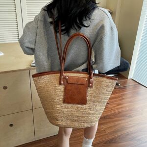 Spring Large-Capacity Woven For Women 2026 New Straw Beach Vacation Single-Shoulder Basket Bucket Bag