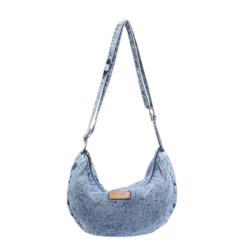 Women's New Shoulder Simple Ladies Denim Dumpling College Student Fashion Canvas Bag - Image 8