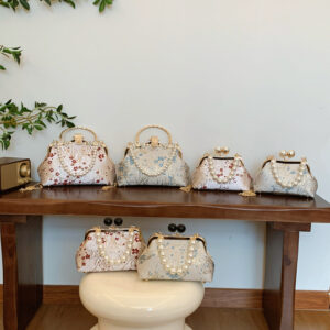 Cheongsam Embroidered Crossbody Handbag, New Chinese Style Beaded Plum Blossom Shell Bag, Handmade Women’s Bag With