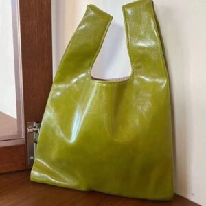 Miss Paris Solid Color Handbag PU Leather Niche Women’s Mustard Green Handheld Mini Bag High-end Feel