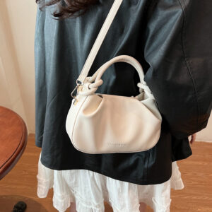 Fashion Portable Pleated Women’s 2026 New Foreign Style Versatile Shoulder Baguette Casual Messenger Bag