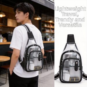 Women’s Transparent Chest PVC Fashion Casual Waterproof Shoulder Bag For Men Check-Free Security