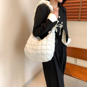 2026 New Korean Pleated Cloud Women’s Single Shoulder Crossbody Fashion Down Jacket Underarm Dumpling Bag