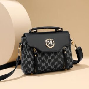 ​​Vintage-Inspired Structured Shoulder Bag For Women – Classic Retro Crossbody & Handbag With Zipper Closure, PU