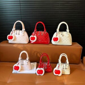 Children’ Polka Dot Seahell Crobody Bag Mini Korean Style Fahionable Commuter Handbag With Adjutable Strap For
