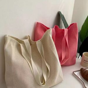 Lazy Chic Girl Hollow Woven Fishnet Large Capacity Shoulder Summer Beach Vacation Bag