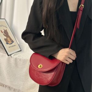 2026 New Versatile Dark Red Crossbody Phone Semi-Circular Flip Cover High-End Small Saddle Bag