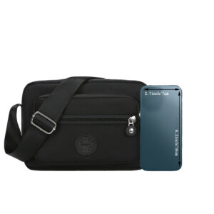 All-match Nylon Small Crossbody Bag Solid Color Embossed Logo Multi CompartmentZipper