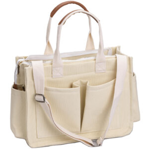 Women’s Large Canvas Tote Bag with Pockets Laptop Messenger Bag, Wallet, Everyday Handbag – Perfect for Work, Beach, and
