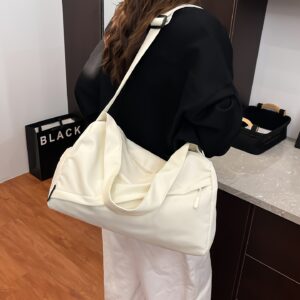 Cute Solid Pink Ladies Gym Duffle Lightweight Waterproof Travel Handbag Removable Wide Shoulder Strap Casual Workout