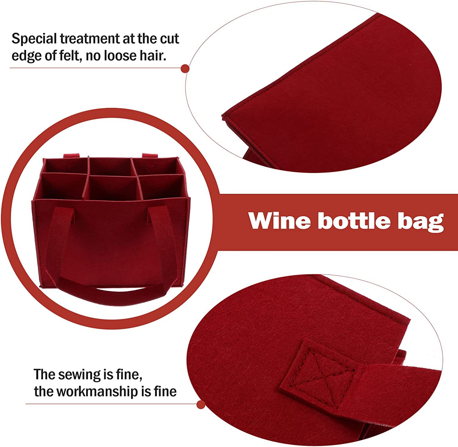 Factory Direct: Non-woven Fabric Carrier Felt Storage Bag, Six-bottle Wine Tote Bag - Image 12