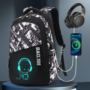 Men’s Bags All-Match Cartoon Schoolbag For Primary School Students Large Capacity Convenient Casual Luminous Backpack