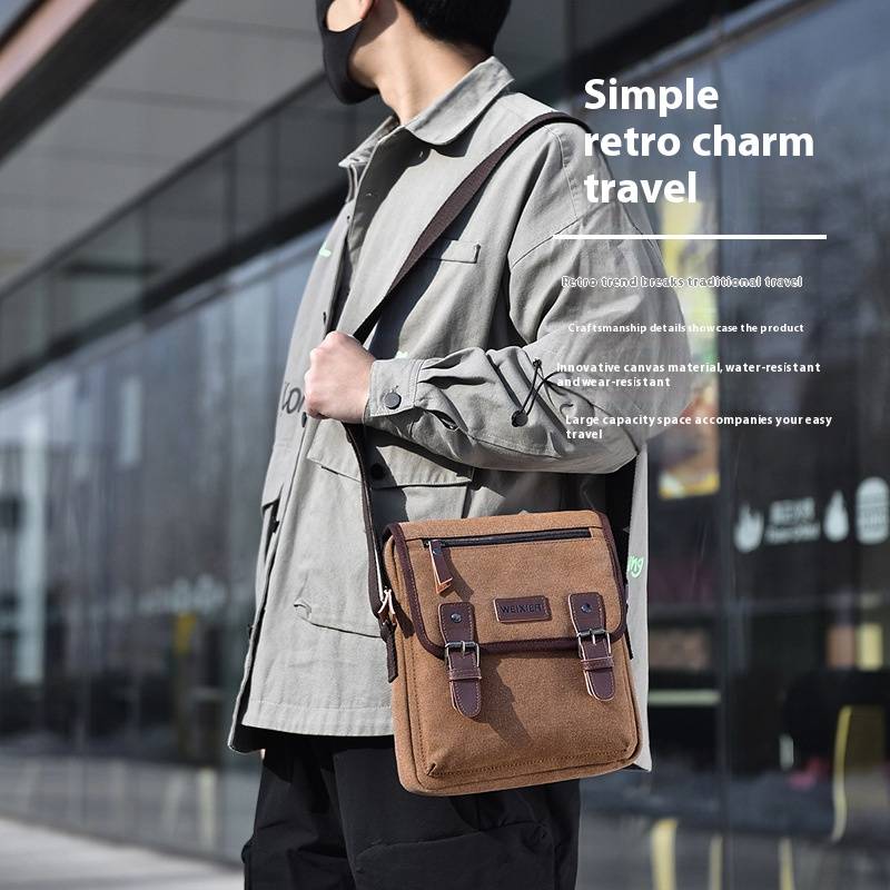 Canvas Messenger High End Shoulder Casual Large Capacity Men's Bag Backpack - Image 8