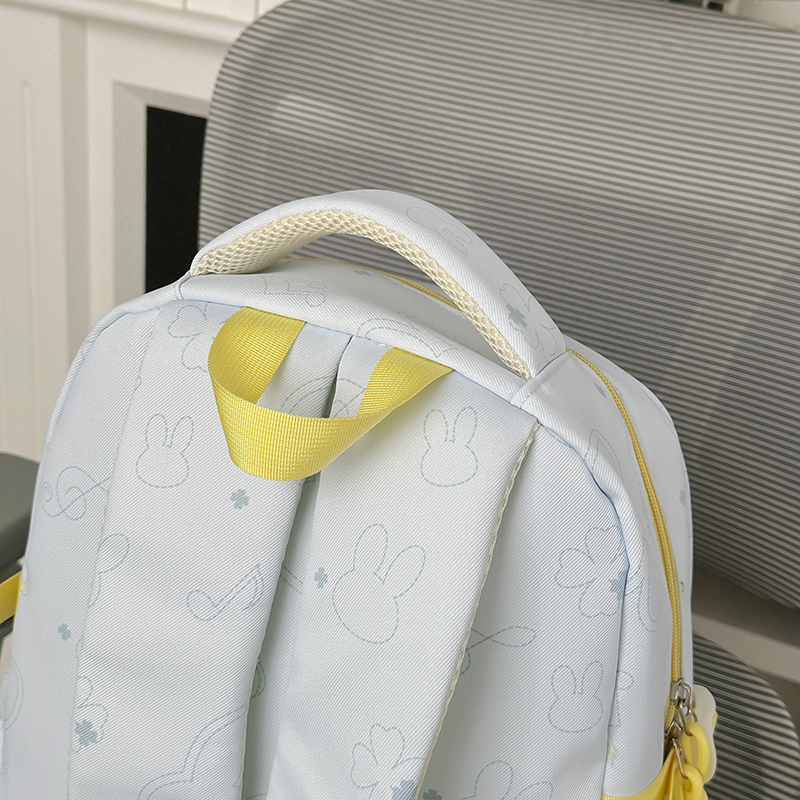 Wave Print Backpack With Fluffy Decor Charms Multi Pockets Large Capacity Lightweight Girls School Travel Daypack - Image 11