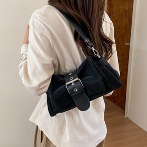 Retro Versatile Belt Buckle Handbag Shoulder For Women Style Trendy And Unique Commuter Bag
