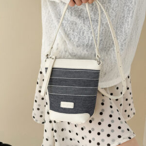 Retro Trendy Compact Phone 2026 New Fashion Casual Versatile Single Shoulder Crossbody Striped Color-Block Bucket Bag