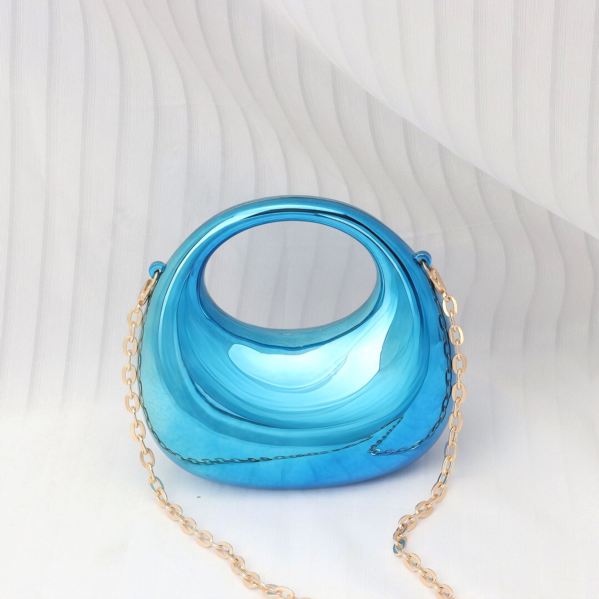 Creative Mini Handheld Crescent 2026 Evening Textured Acrylic Shoulder Bag Chain Crossbody - Image 4
