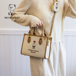 Bags Source Factory Embroidered Canvas Bear Handbag Crossbody Women’s Casual Shoulder All match Commuter Tote Bag