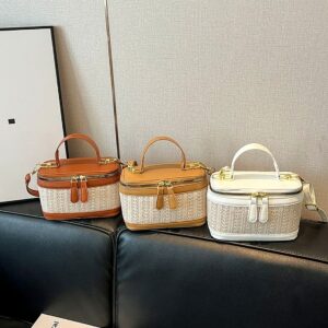 Fashionable Spring/Summer New Style Woven Color Patchwork Chic Shoulder Crossbody Handbag Box Bag