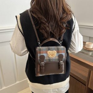 New Stylish Multi-functional Female Student Bag Light Handbag Plaid Leisure Travel Backpack