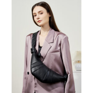 2026 Head Layer Sheepskin Lazy Feeling Bull Horn Genuine Leather Single Shoulder Slant Crossing Dumpling Bun For Women