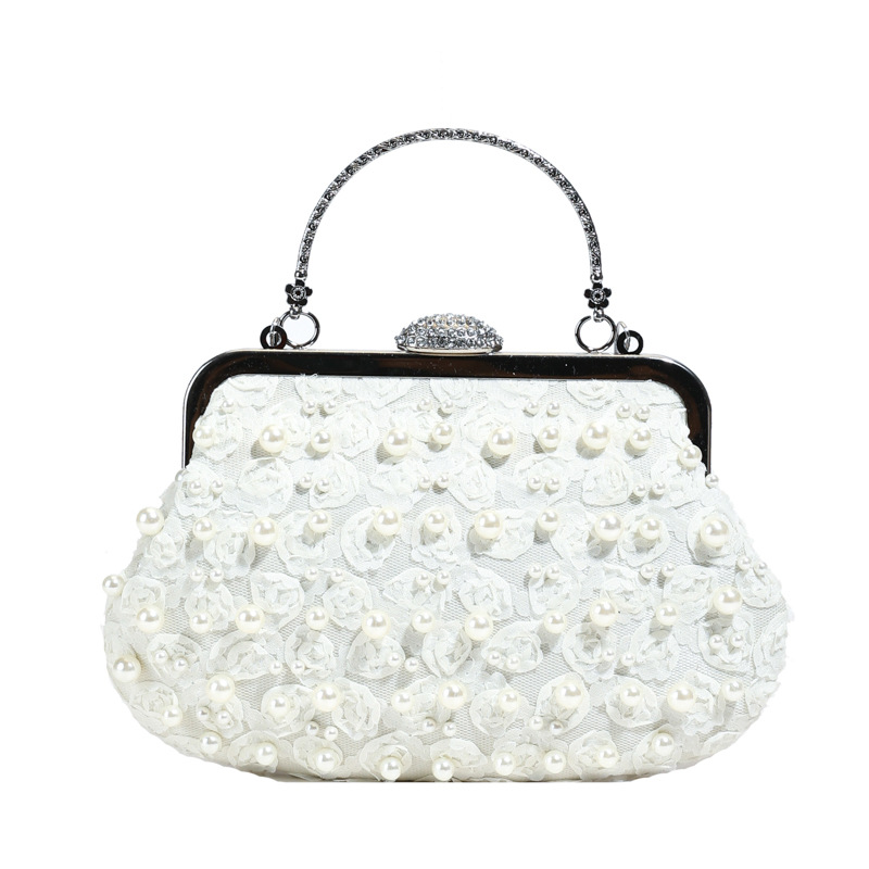 Pearl Lace Flower Clip For Women Sweet Cheongsam Evening Vacation Style Wedding Bride Bag - Image 6