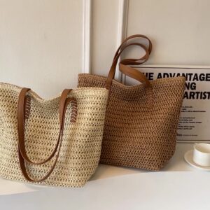 Simple Large Capacity Straw Versatile Korean Commuter Shoulder Popular Woven Tote Bag