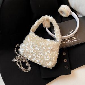 Sequin Cloud Women Street Personality Chain Messenger Bag Versatile Small Square Handbag