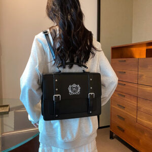 Retro Handbag Backpack College Style Uniform PU Large Capacity Single Shoulder Crossbody Square Bag for Women