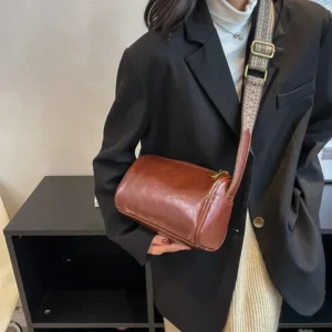 Vintage Shoulder Bag For Women Fashion Wide Strap Crossbody Retro Pillow Messenger Handbag Ladies Tote Clutchs Purses