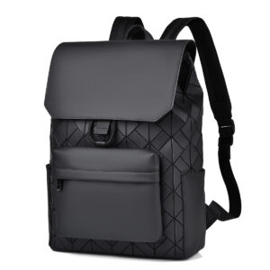 Trendy Casual Geometric Diamond Grid Men’s Backpack, Fashionable And Versatile Instagram Large Capacity High-end